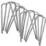 Woodside 100 Pack 6mm Heavy Duty Galvanised Rebar U-Pins – Strong Garden Fixing Pegs for Artificial Grass, Turf and Weed Membrane