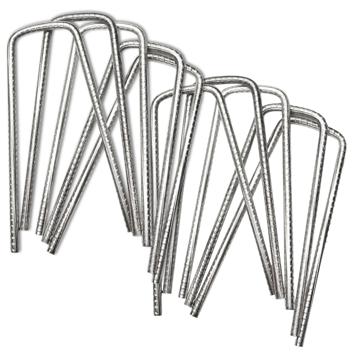 Woodside 100 Pack 6mm Heavy Duty Galvanised Rebar U-Pins – Strong Garden Fixing Pegs for Artificial Grass, Turf and Weed Membrane