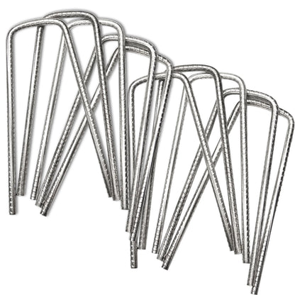 Woodside 100 Pack 6mm Heavy Duty Galvanised Rebar U-Pins – Strong Garden Fixing Pegs for Artificial Grass, Turf and Weed Membrane