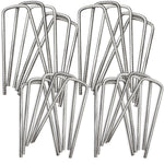 Woodside 200 Pack 6mm Heavy Duty Galvanised Rebar U-Pins – Strong Garden Fixing Pegs for Artificial Grass, Turf and Weed Membrane