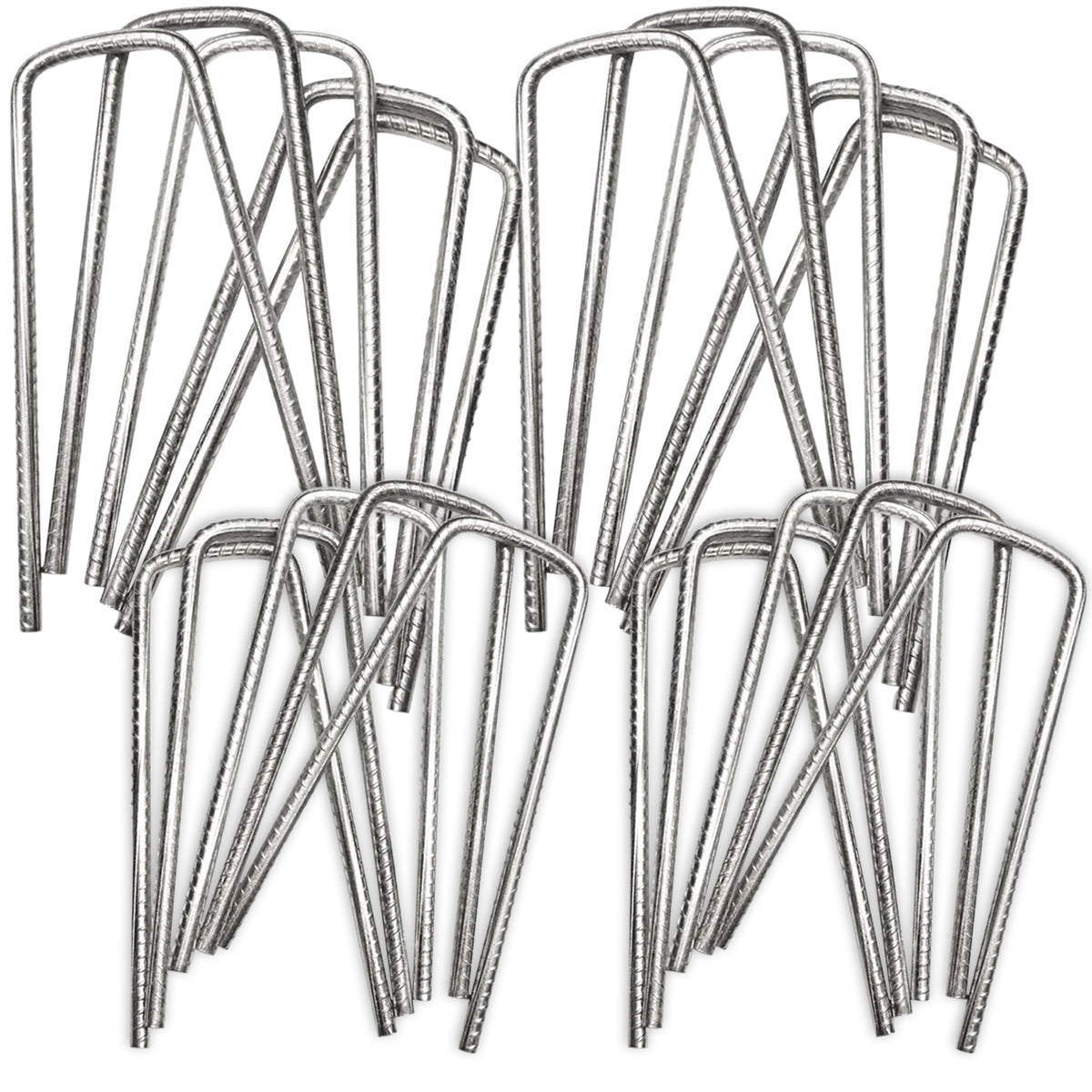 Woodside 200 Pack 6mm Heavy Duty Galvanised Rebar U-Pins – Strong Garden Fixing Pegs for Artificial Grass, Turf and Weed Membrane