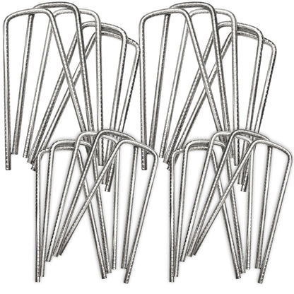 Woodside 200 Pack 6mm Heavy Duty Galvanised Rebar U-Pins – Strong Garden Fixing Pegs for Artificial Grass, Turf and Weed Membrane