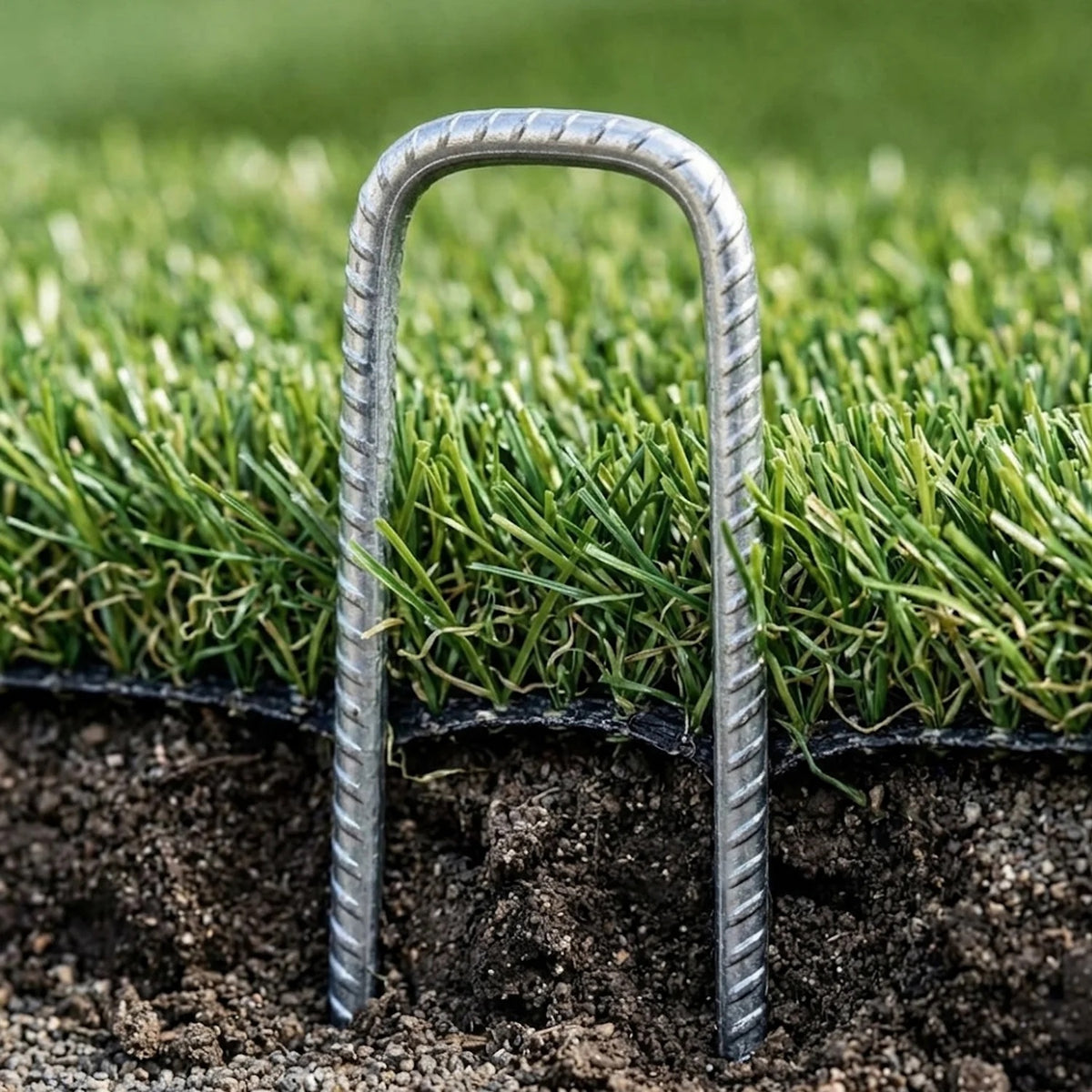 Woodside 200 Pack 6mm Heavy Duty Galvanised Rebar U-Pins – Strong Garden Fixing Pegs for Artificial Grass, Turf and Weed Membrane
