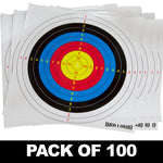 Wollowo 100 Pack Archery Target Faces 42x42cm – Colourful Numbered Scoring Sheets for Bow and Crossbow Practice