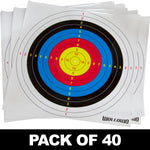 Wollowo 40 Pack Archery & Crossbow Target Faces 42x42cm – Brightly Coloured Replacement Targets with 1–10 Scoring Rings