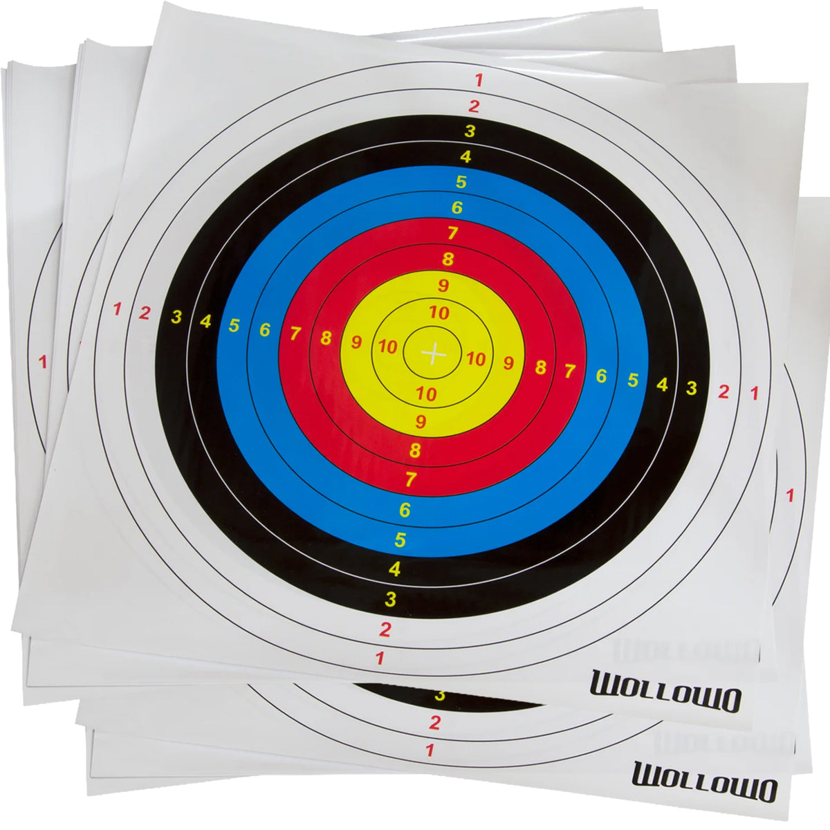 Wollowo 40 Pack Archery & Crossbow Target Faces 42x42cm – Brightly Coloured Replacement Targets with 1–10 Scoring Rings