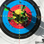 Wollowo 40 Pack Archery & Crossbow Target Faces 42x42cm – Brightly Coloured Replacement Targets with 1–10 Scoring Rings