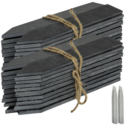 Woodside 40 Pack Slate Garden Markers & Chalk Set – Reusable Plant Labels for Flowers, Herbs & Vegetables