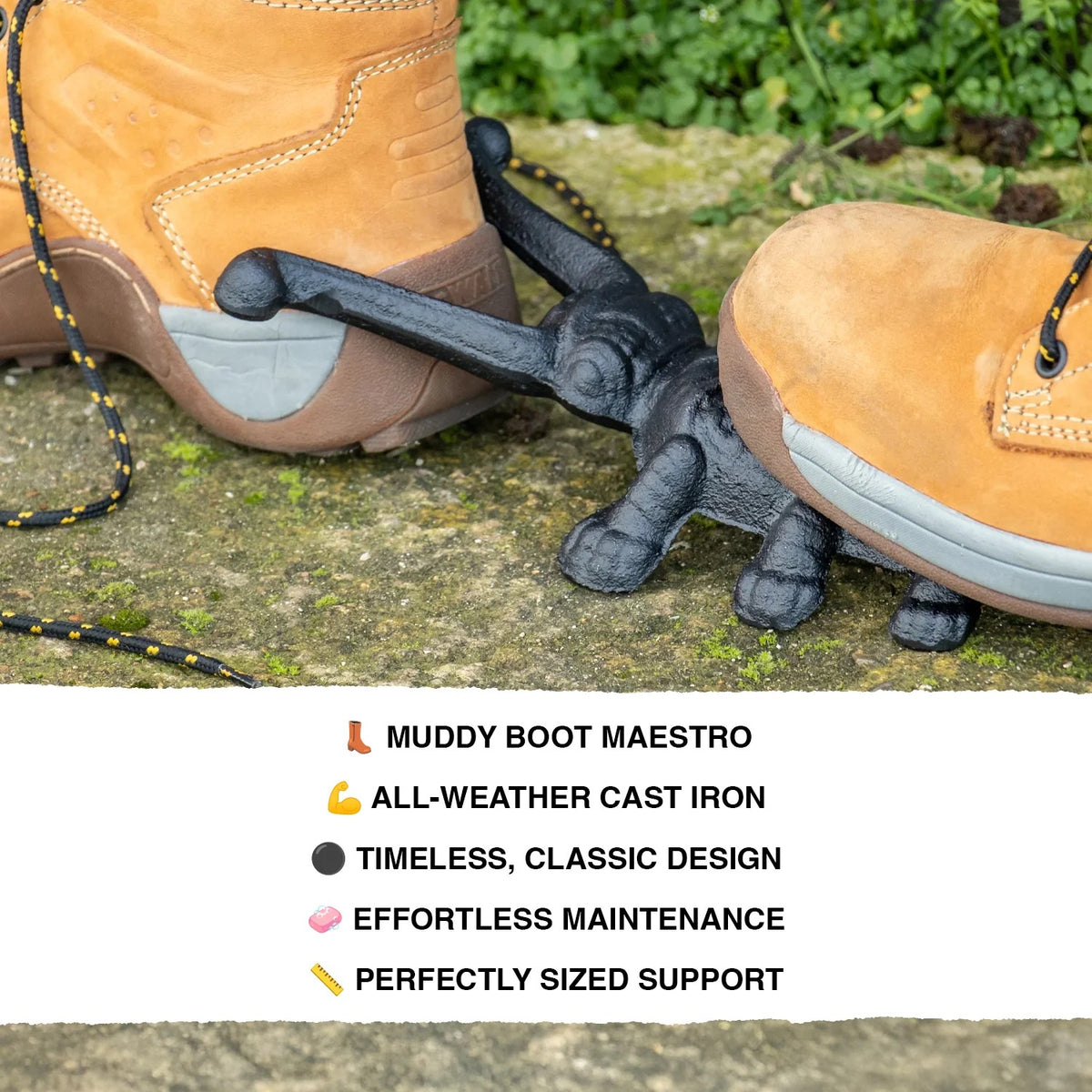 Oxbridge 2 Pack Heavy Duty Cast Iron Beetle Boot Jacks – Black Garden Wellie Removers for Easily Taking Off Muddy Boots