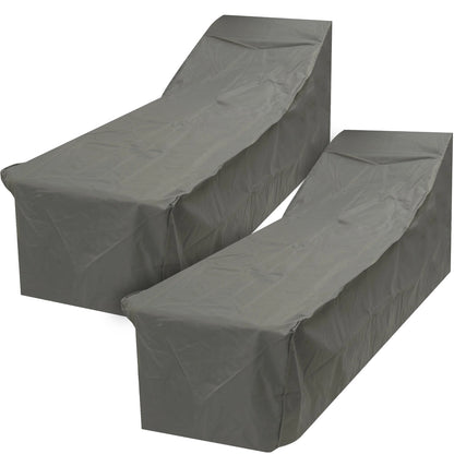Oxbridge 2 Pack Grey Outdoor Sunbed Covers 204 x 69 x 44–76cm – Waterproof Heavy Duty Garden Furniture Protection with 5-Year Guarantee