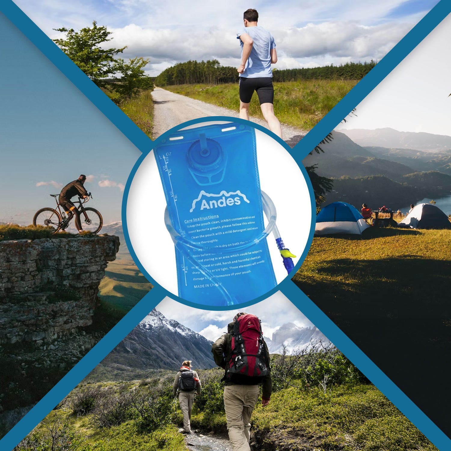2 Litre Hydration Bladder/Pack Water Reservoir Pouch For Hiking/Cycling By Andes