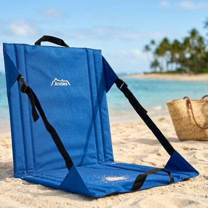 Andes Blue Folding Beach Chair Outdoor Garden Portable Stadium Seat