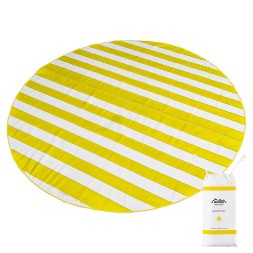Andes Round Microfibre Sand Proof Beach Towel/Striped Picnic Rug Blanket 190cm