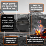 Andes Camping Cast Iron Dutch Oven & Tripod