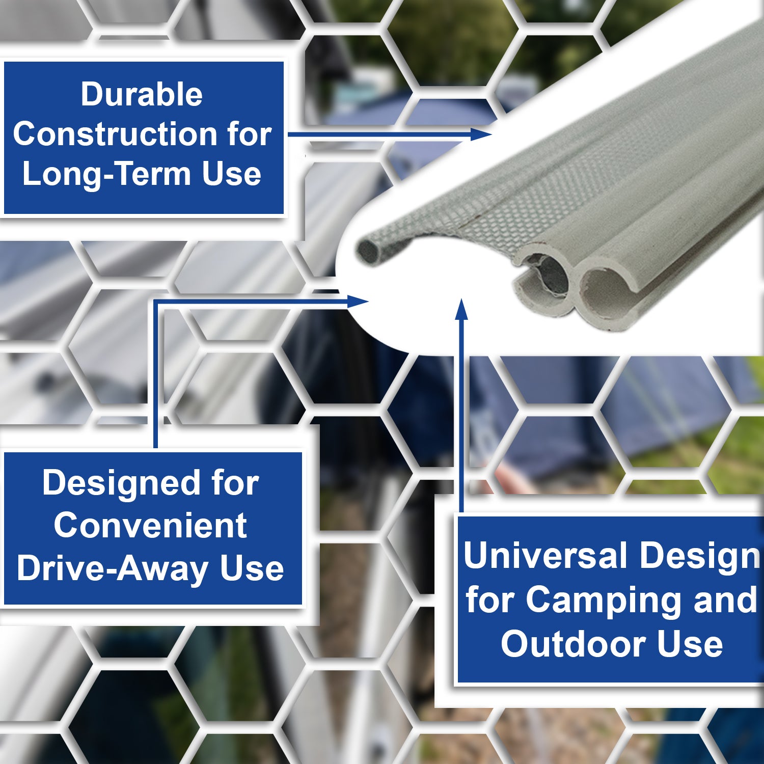 Andes Universal Driveaway Awning Connector Kit, 4-6mm Kador Strip with Figure of 8 Rail for Caravan/Campervan/Motorhome, 3m Length