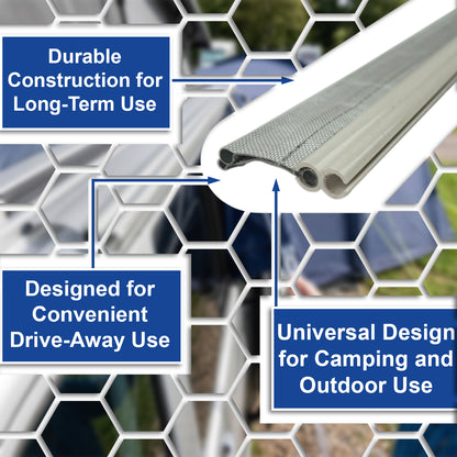 Andes Universal Driveaway Awning Connector Kit, Twin 4mm & 6mm Kador Strip with Figure of 8 Rail for Caravan/Campervan/Motorhome, 3m Length