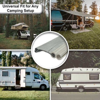 Andes Universal Driveaway Awning Connector Kit, Twin 4mm & 6mm Kador Strip with Figure of 8 Rail for Caravan/Campervan/Motorhome, 3m Length