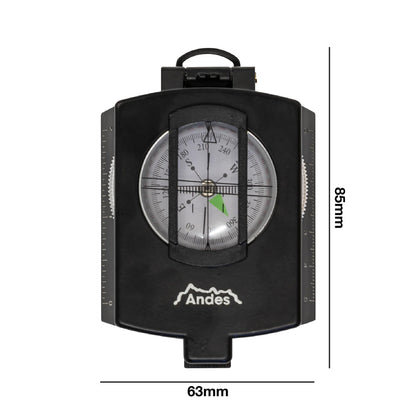 Andes Military Hiking Navigation Compass for Orienteering, Waterproof with Case