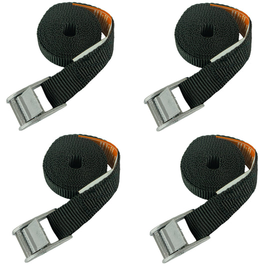 Andes 4 Pack Tie Down Straps 2m Heavy Duty Cargo & Camping Straps with Anti-Slip Buckles