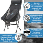 Andes Ultra Lightweight Folding High Back Camping Chairs 2 Pack | Outdoor Chairs with Drinks Holders & Carry Bags