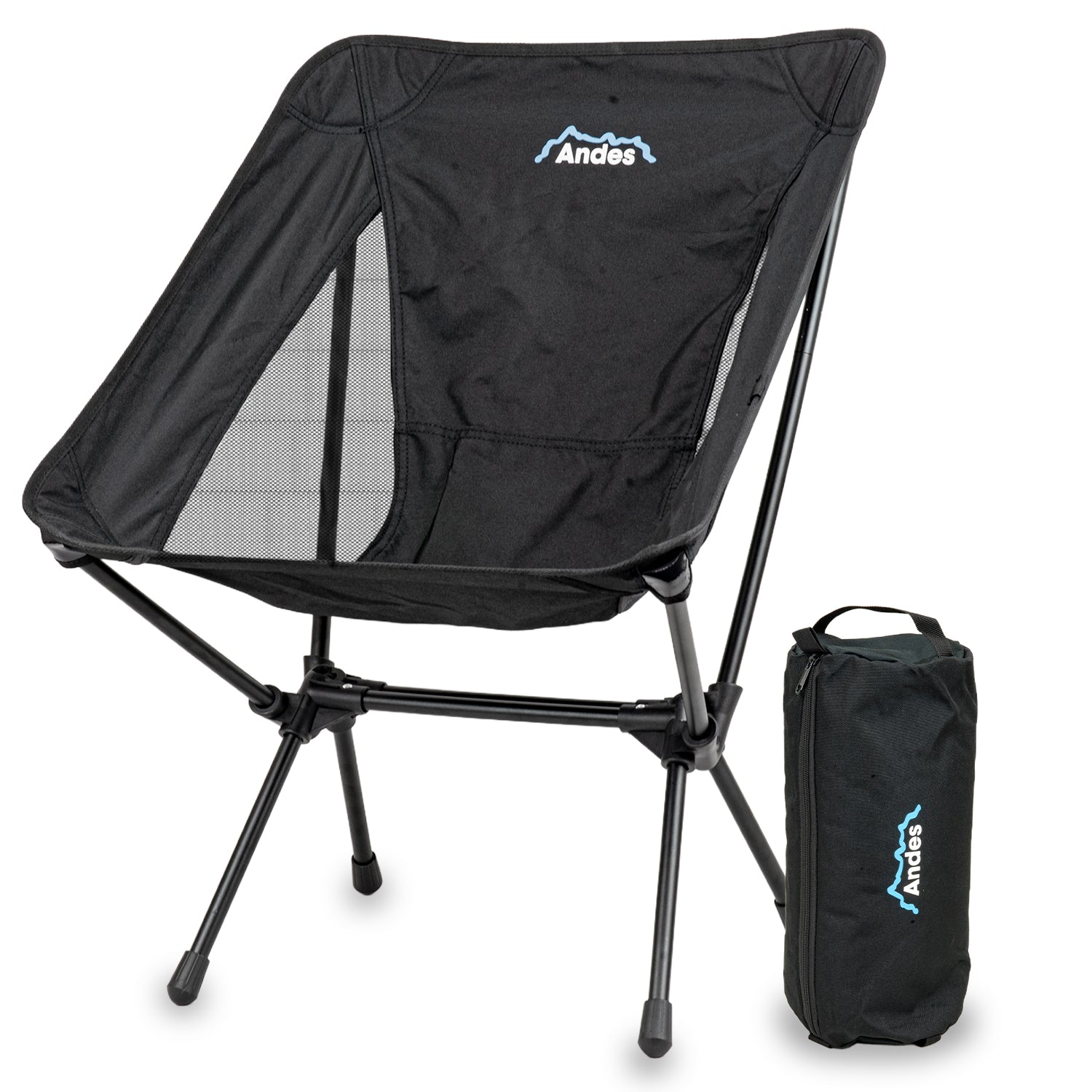 Andes Ultra Lightweight Folding Low Back Camping Chair | Compact Aluminium Outdoor Chair with Carry Bag