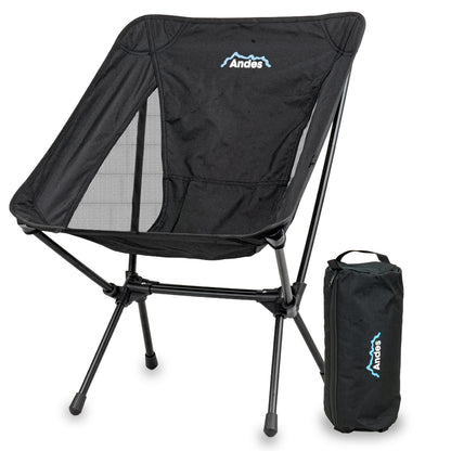 Andes Ultra Lightweight Folding Low Back Camping Chair | Compact Aluminium Outdoor Chair with Carry Bag