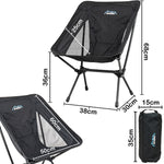 Andes Ultra Lightweight Folding Low Back Camping Chair | Compact Aluminium Outdoor Chair with Carry Bag
