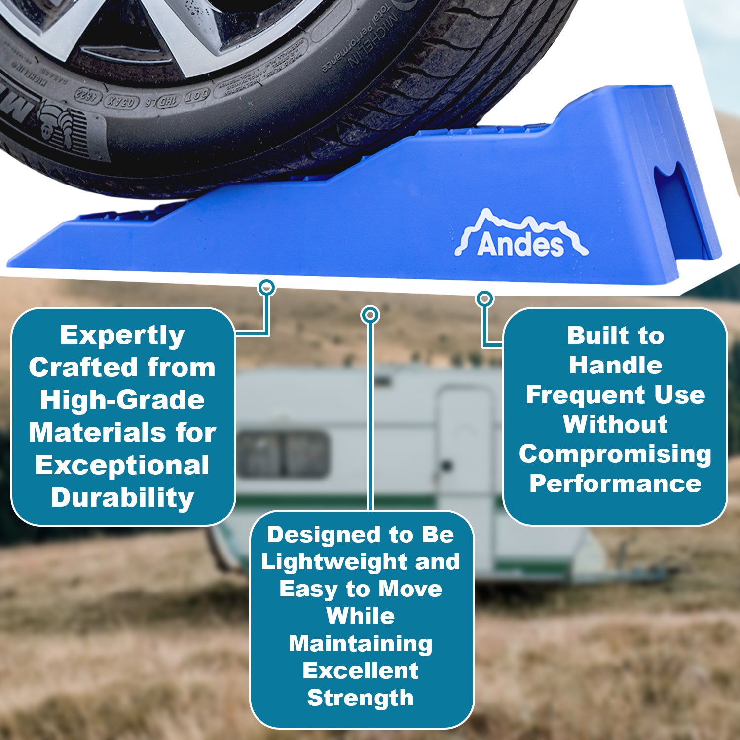 Andes Caravan Levelling Ramp 2 Pack – Heavy Duty 5 Ton Levellers for Caravans, Campervans & Motorhomes