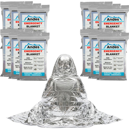 Emergency Silver Foil Survival Blanket 12 Pack | Reflective Outdoor Cover