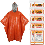 Andes Emergency Foil Survival Ponchos 10 Pack | Orange Reflective PE Cover