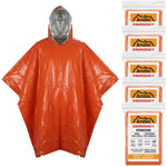 Andes Emergency Foil Survival Ponchos 5 Pack | Orange Reflective PE Cover