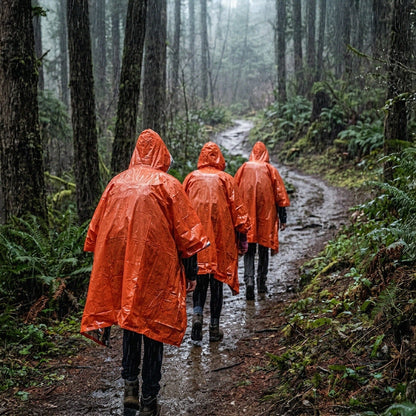 Andes Emergency Foil Survival Ponchos 5 Pack | Orange Reflective PE Cover