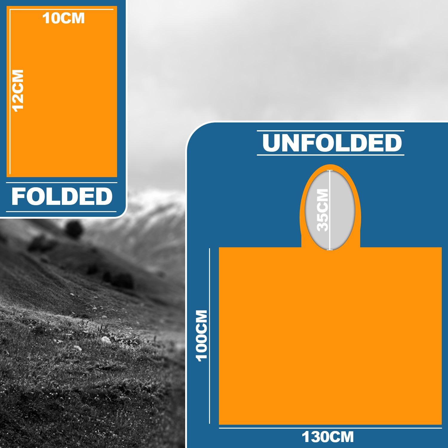 Andes Emergency Foil Survival Ponchos 5 Pack | Orange Reflective PE Cover