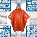 Andes Emergency Foil Survival Ponchos 5 Pack | Orange Reflective PE Cover