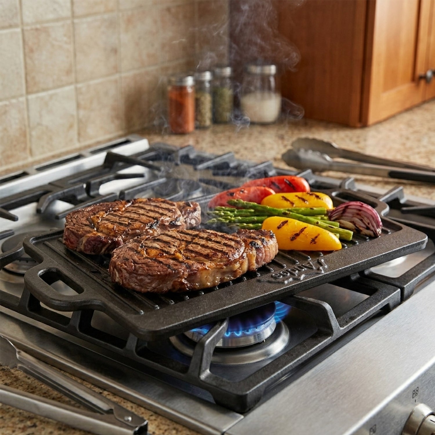 Andes Cast Iron Double Sided Grill Pan