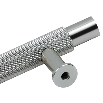 Hausen Chrome Knurled T-Bar Handle for Kitchen Cupboards, Cabinets, Drawers