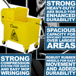 Hausen Kentucky Floor Mop Bucket with Wheels | Removable Mop Wringer