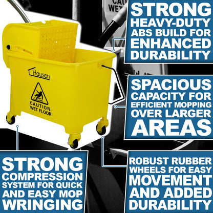 Hausen Kentucky Floor Mop Bucket with Wheels | Removable Mop Wringer