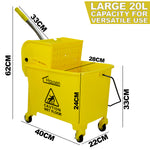Hausen Kentucky Floor Mop Bucket with Wheels | Removable Mop Wringer