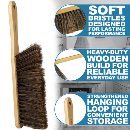 Hausen Metal Dustpan and Brush Set | Wooden Handles & Durable Bristles