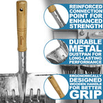 Hausen Metal Dustpan and Brush Set | Wooden Handles & Durable Bristles