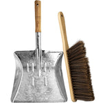Hausen Metal Dustpan and Brush Set | Wooden Handles & Durable Bristles