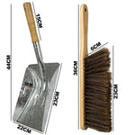 Hausen Metal Dustpan and Brush Set | Wooden Handles & Durable Bristles