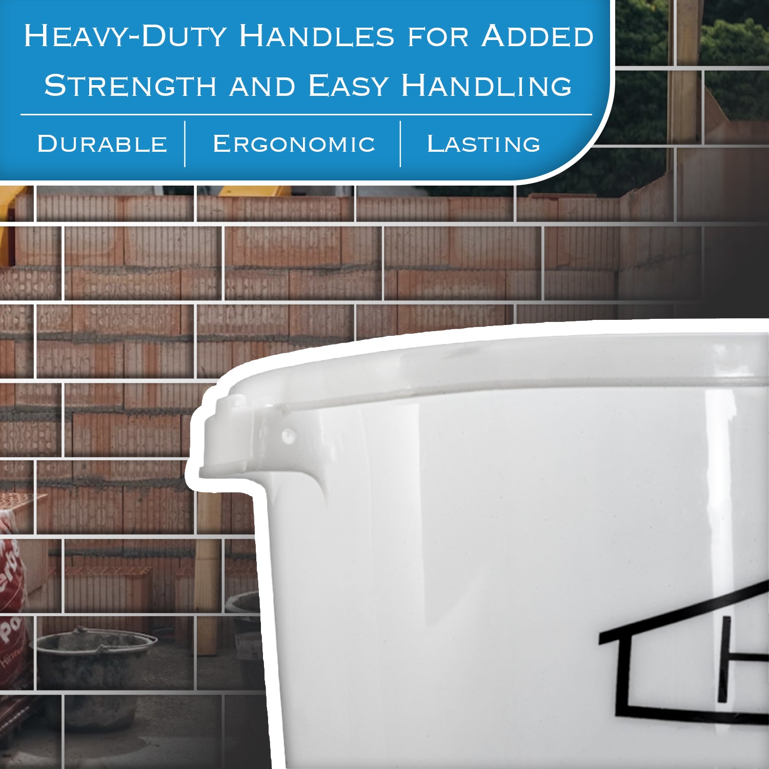 Hausen 45L Heavy Duty Mixing Bucket | Large Construction & Plaster Mixing Tub