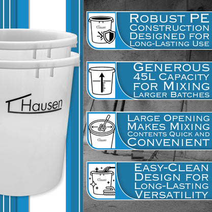 Hausen 45L Heavy Duty Mixing Bucket | Large Construction & Plaster Mixing Tub