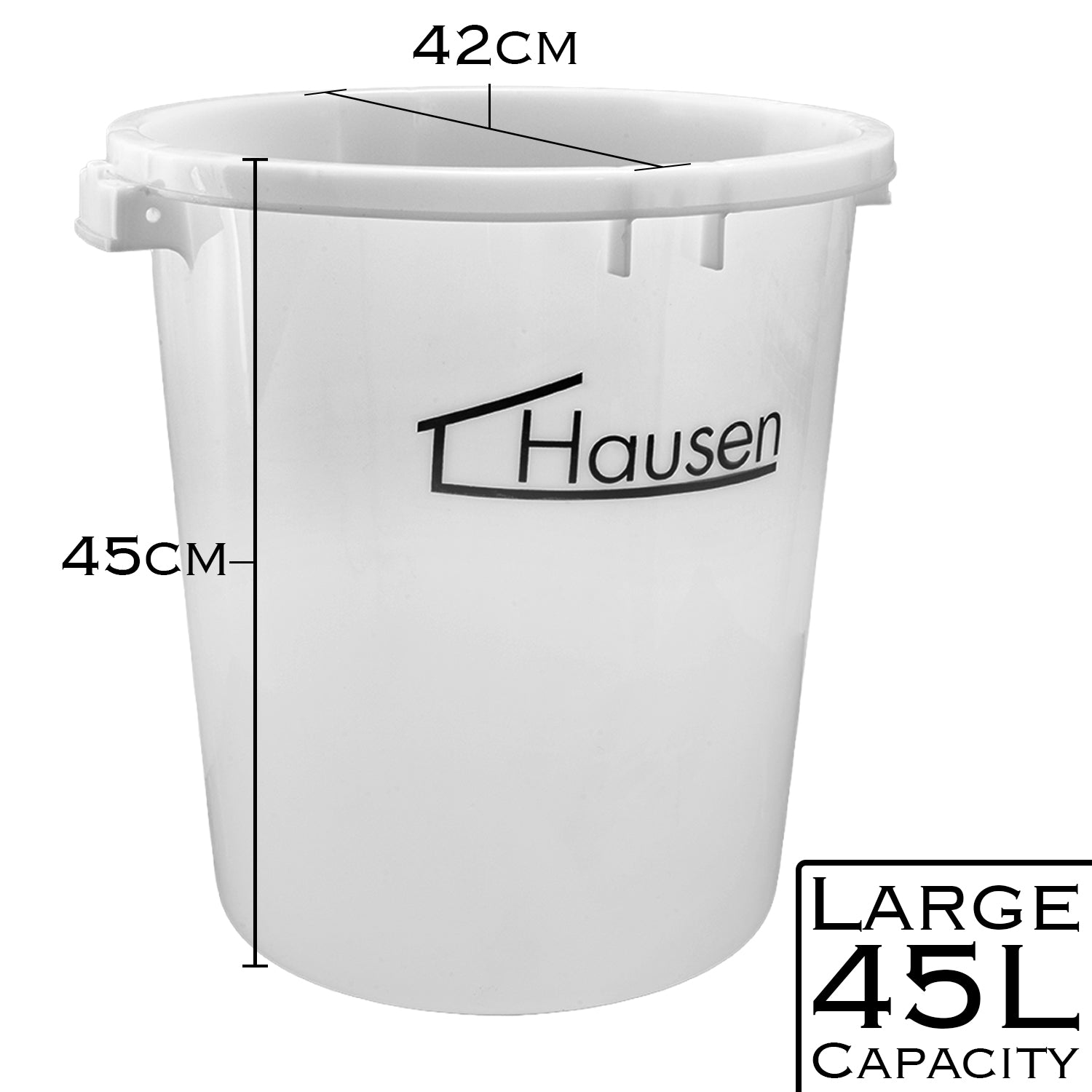 Hausen 45L Heavy Duty Mixing Bucket 4 Pack | Large Construction & Plaster Mixing Tub