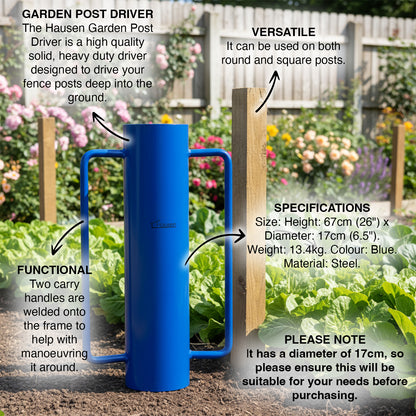 Hausen Heavy Duty Garden Fence Post Driver 17cm Farm Fencing Hole Rammer