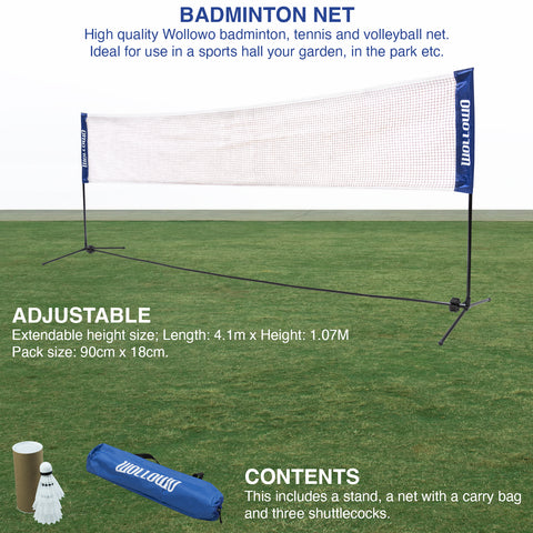 Wollowo 4m Foldable Portable Badminton Volleyball Net Frame Stand