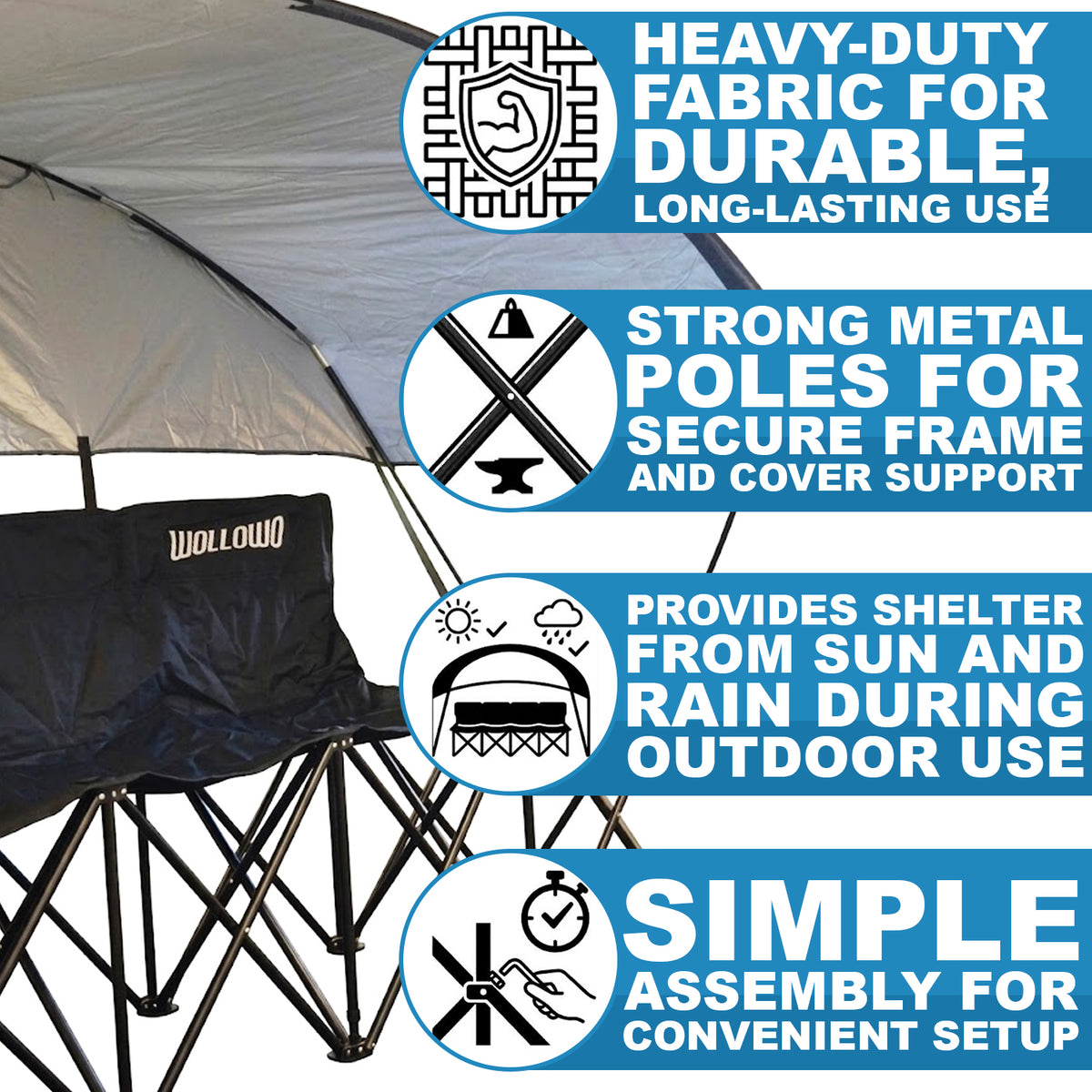 Wollowo 4 Seater Folding Football Team Bench with Shelter | Portable