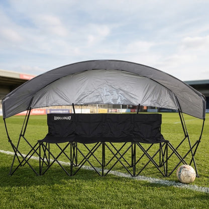 Wollowo 4 Seater Folding Football Team Bench with Shelter | Portable